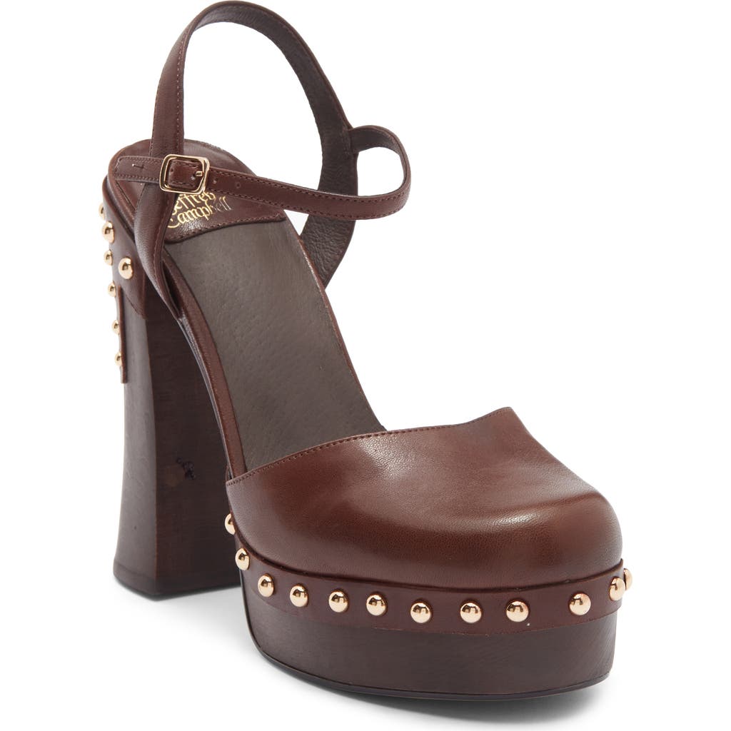 Jeffrey Campbell Extrovert Studded Ankle Strap Platform Clog In Brown