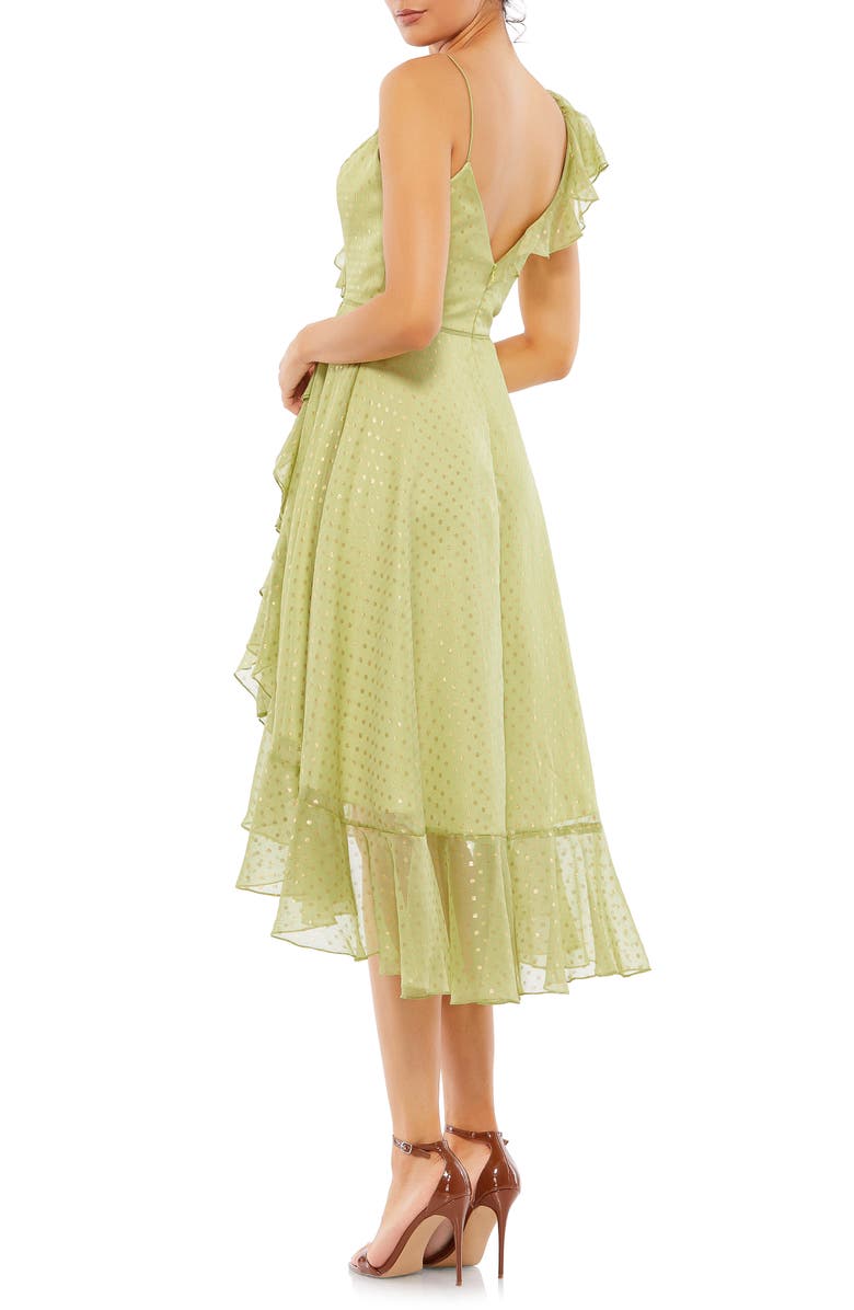 Ieena for Mac Duggal Ruffle Faux Wrap Cocktail Midi Dress, Alternate, color,