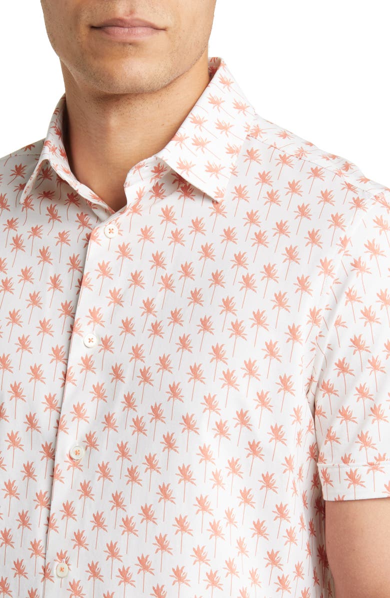 Bugatchi Miles OoohCotton<sup>®</sup> Palm Print Short Sleeve Button-Up Shirt, Alternate, color, 