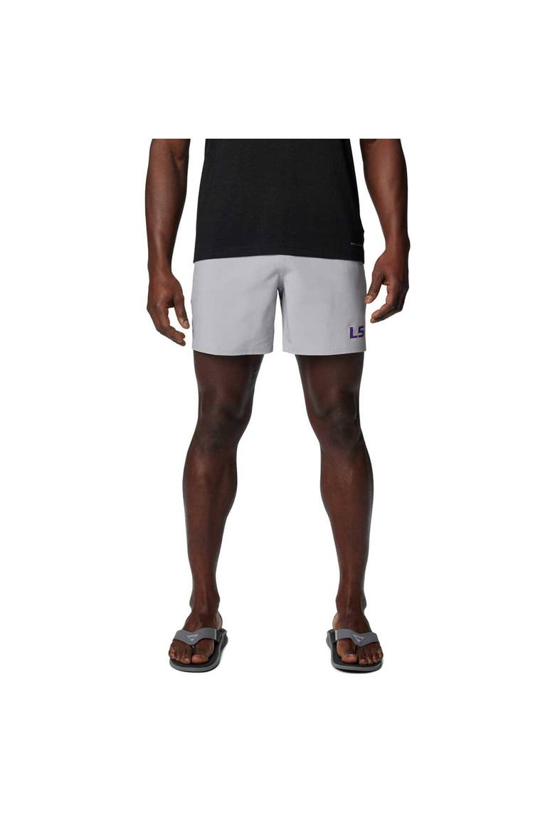 Men's Columbia Gray LSU Tigers PFG Terminal Roamer™ Omni-Shade™ Stretch Shorts, Main, color, Gray