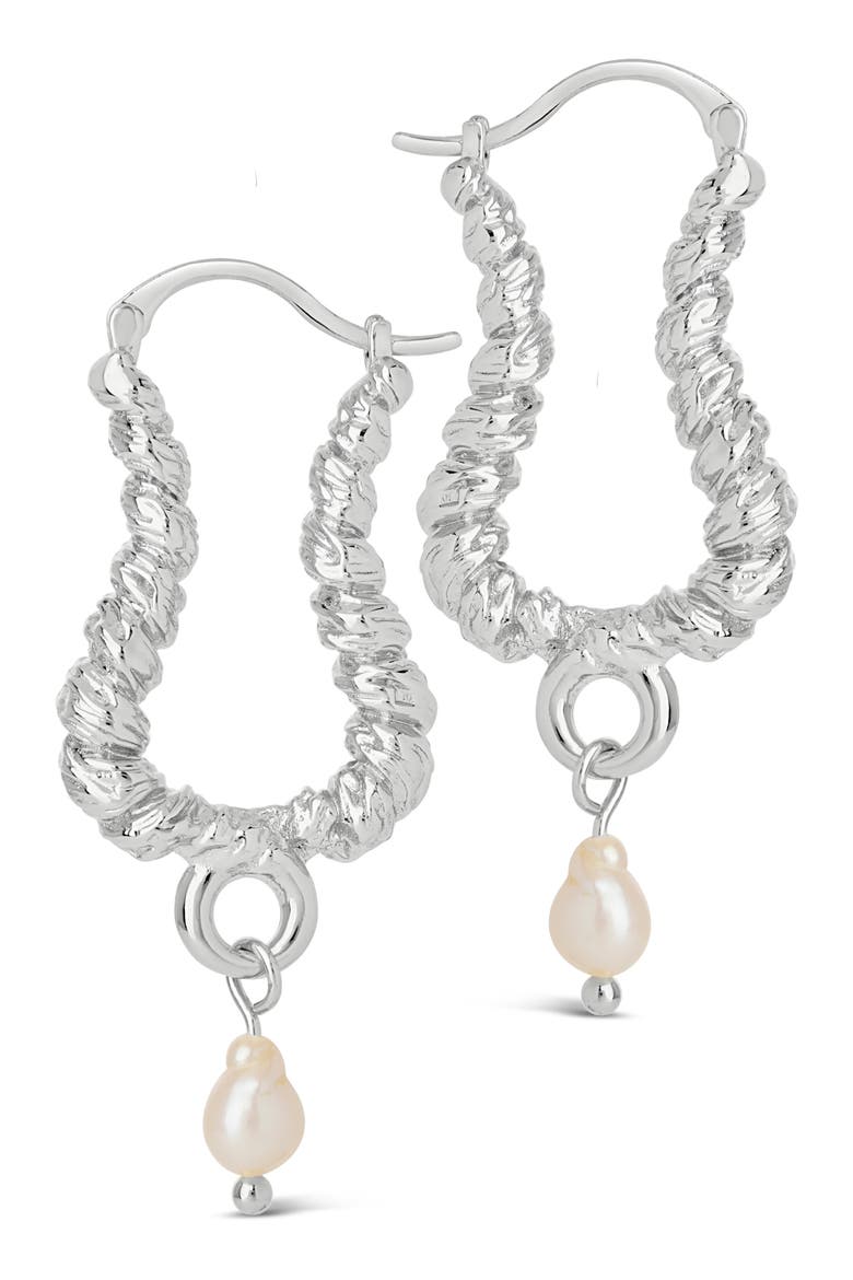 Sylvie Freshwater Pearl Hoop Earrings, Alternate, color, SILVER