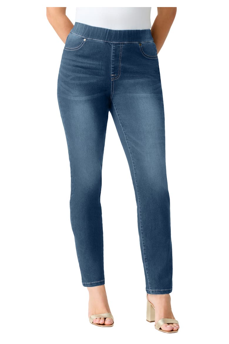 Plus Size 360° Stretch Straight Leg Jean, Main, color, MEDIUM STONEWASH