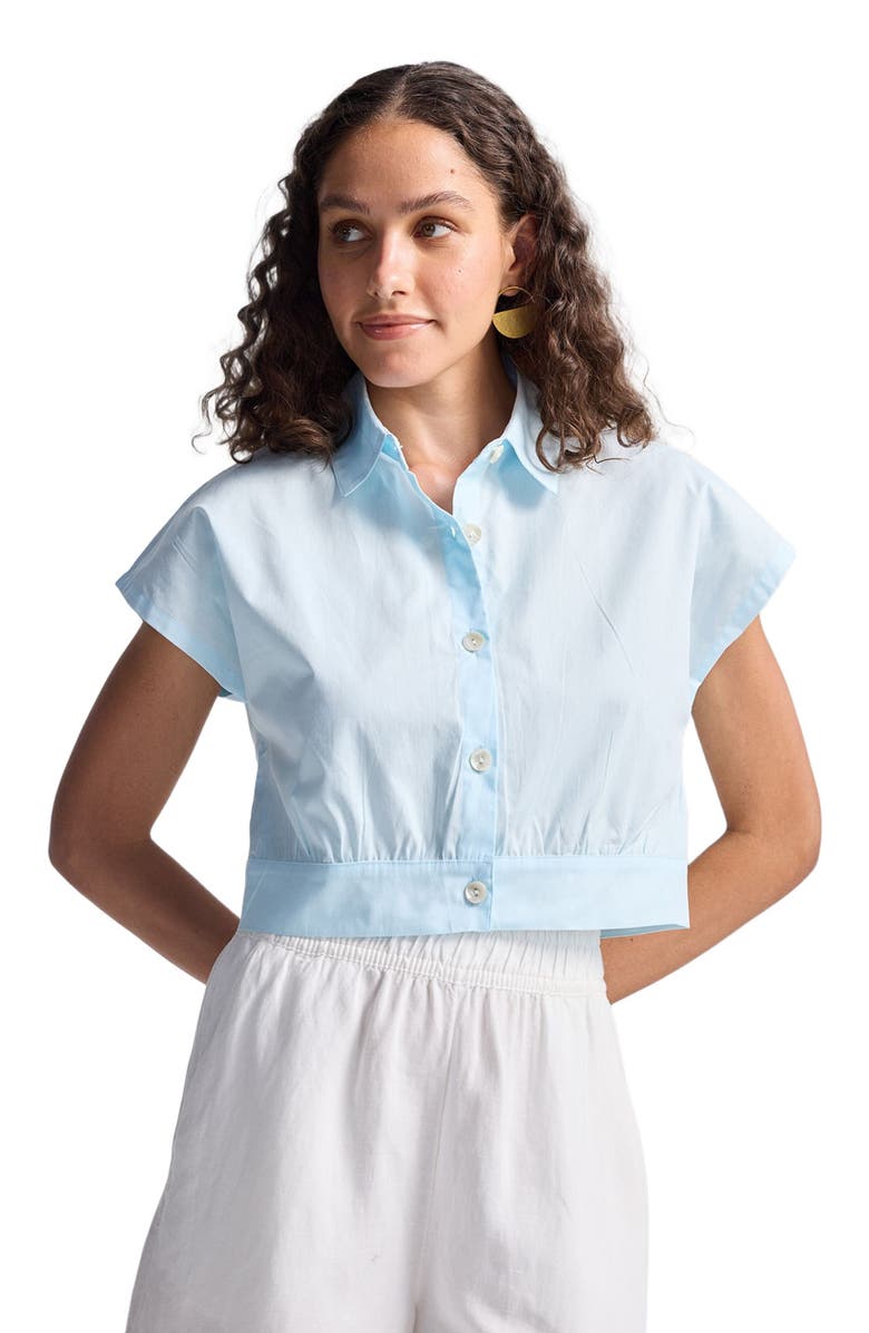 Reistor Oversized Crop Shirt in Summer Blue, Alternate, color, Summer Blue