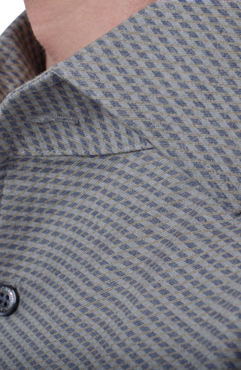 Bugatchi Alvin Trim Fit Micro Houndstooth Brushed Cotton Button-Up Shirt, Alternate, color, Cement