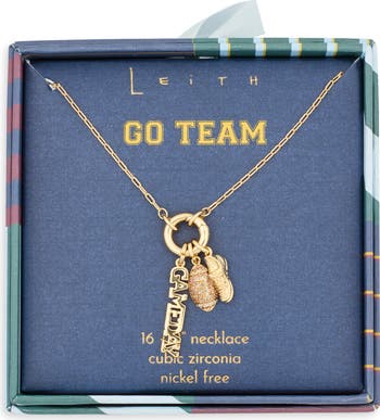 Cubic Zirconia Gameday Football Charm Necklace