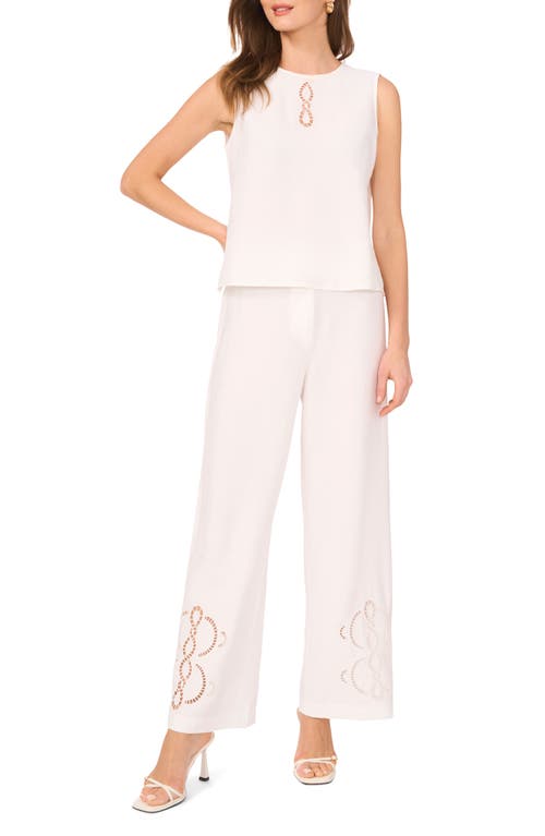 Shop Vince Camuto Lattice Inset Keyhole Back Sleeveless Top In Ultra White