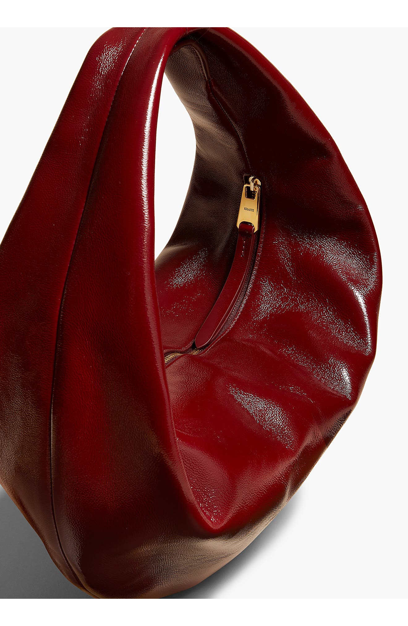 Khaite Medium Olivia Patent Leather Hobo Bag, Alternate, color, Oxblood 524