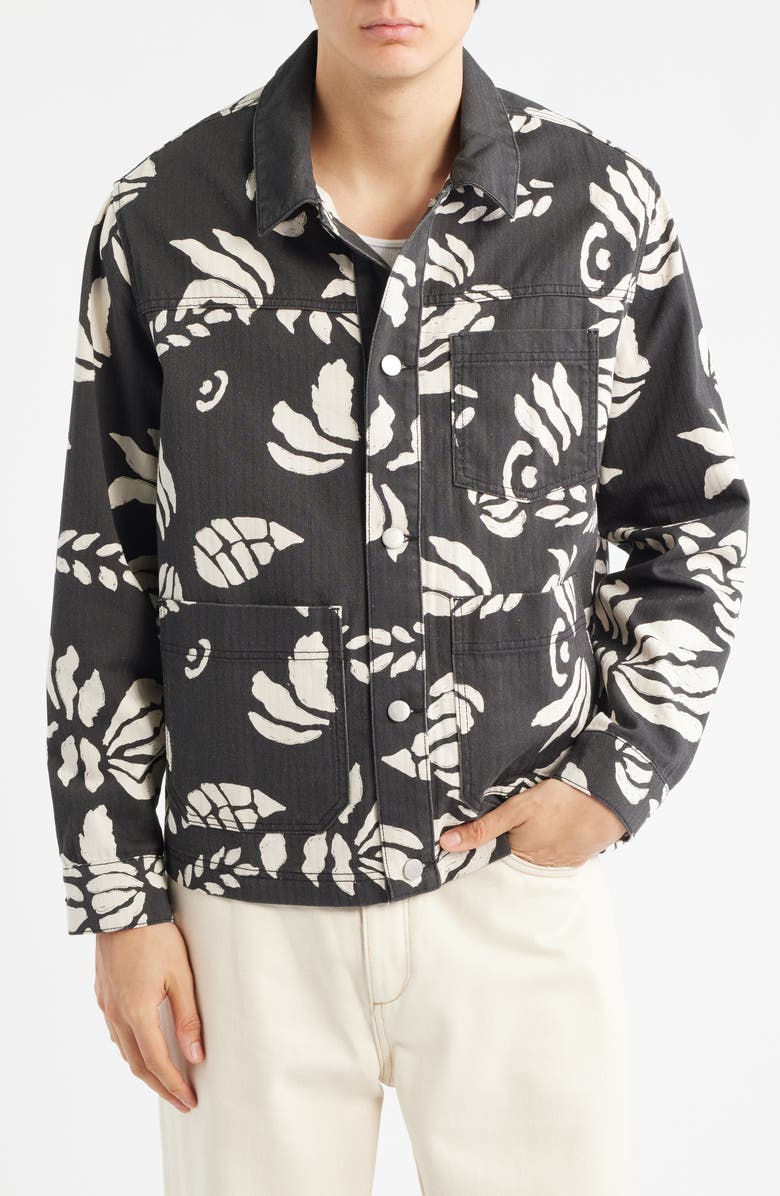 Wax London Jay Organic Cotton Chore Jacket, Alternate, color, Black / Ecru