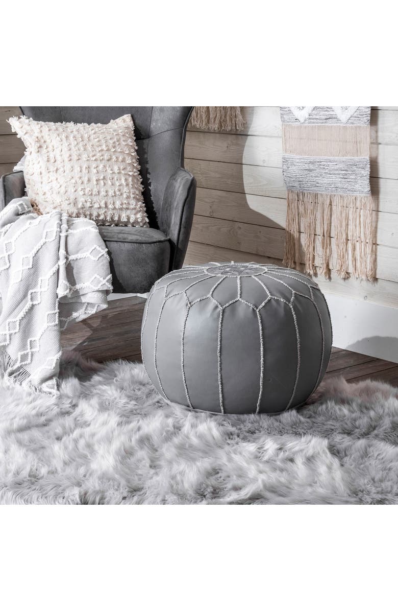 NULOOM Jerrie Moroccan Ottoman - Dark Gray, Alternate, color, 