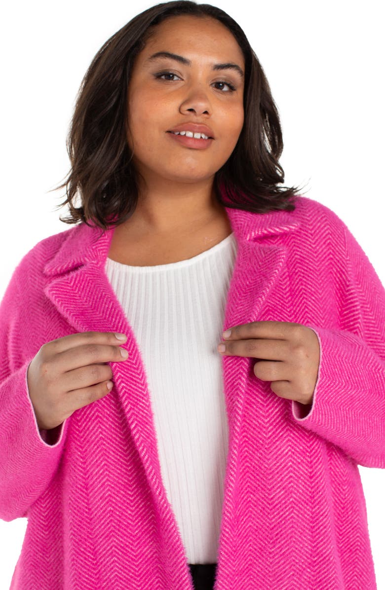 Liverpool Los Angeles Herringbone Open Front Sweater Coat, Alternate, color, Deep Raspberry Pink