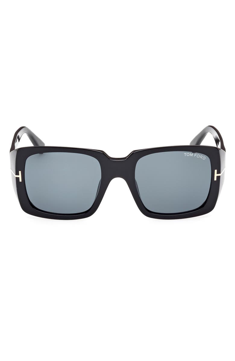 TOM FORD Ryder-02 51mm Square Sunglasses, Main, color, Shiny Black / Blue