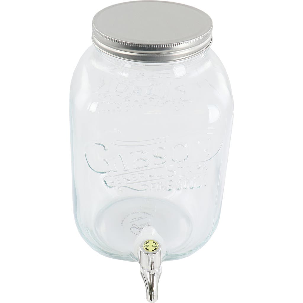 Gibson Home General Store 1.1 Gallon Glass Jar Beverage Dispenser In White