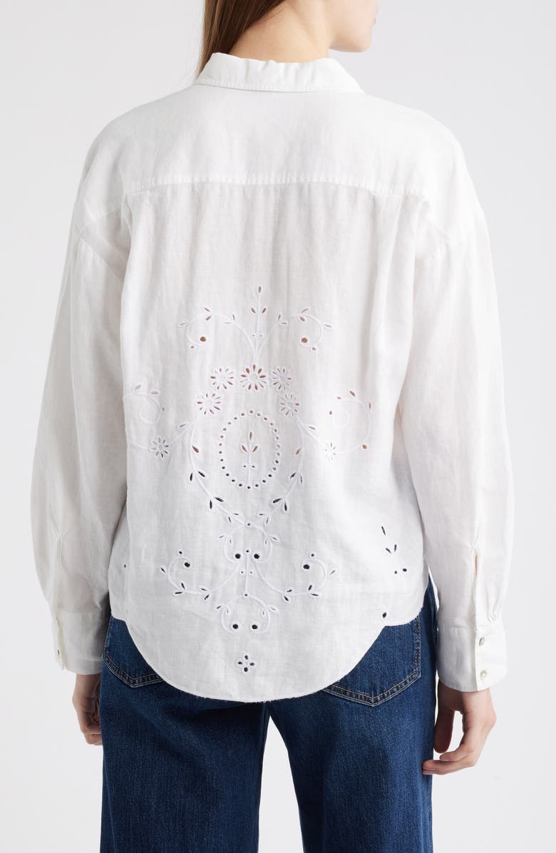 Bella Dahl Embroidered Eyelet Linen Button-Up Shirt, Alternate, color, 