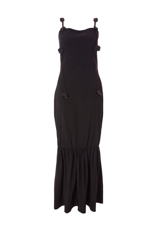 Quiz Bengaline Maxi Dress With Trailing Floral Detail In Black