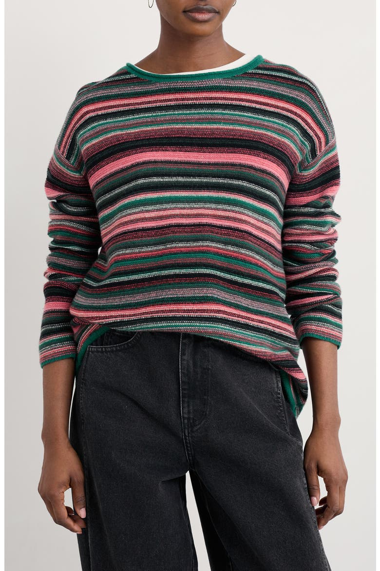 Fruity II Stripe Merino Wool Blend Sweater, Main, color, KNIT RIPPLE MARKS SQUASH MULTI