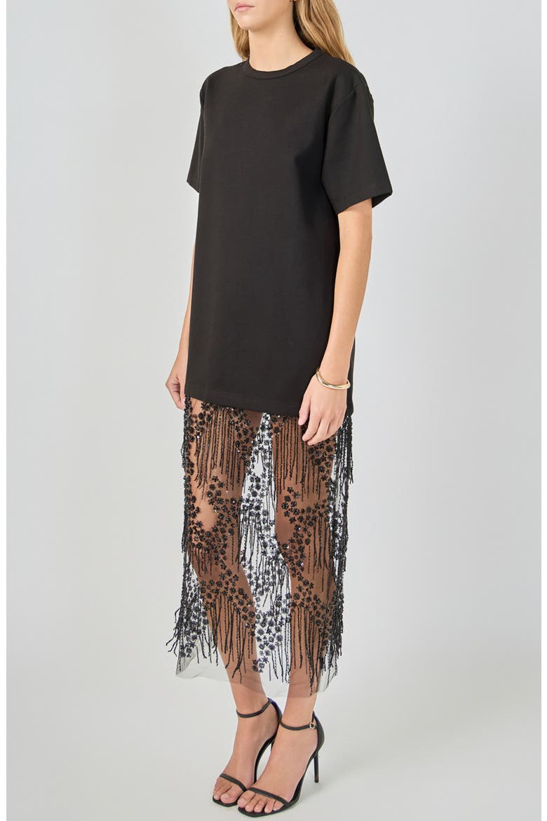 Mix Rhinestone Lace Maxi Dress, Alternate, color, BLACK