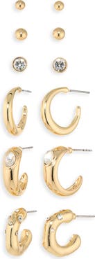 NATASHA 9-Pack Assorted Stud & Hoop Earrings