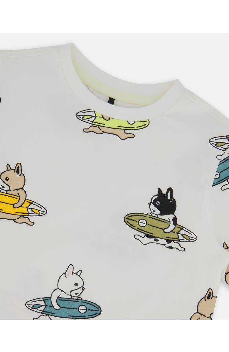 Deux par Deux Boy's Printed Organic Cotton Tee Multicolored Splash On Off-White, Alternate, color, 