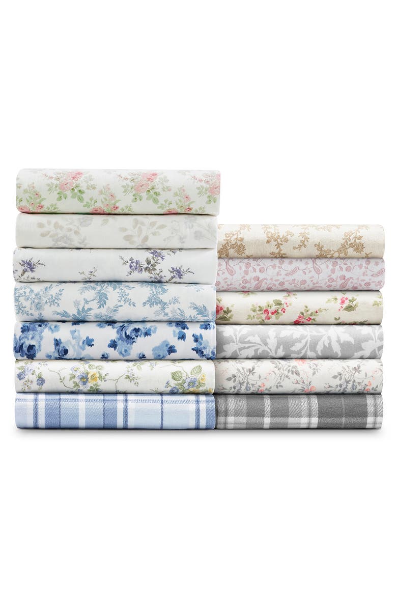 Laura Ashley Victoria Cotton Flannel Queen Sheet Set, Alternate, color, Beige