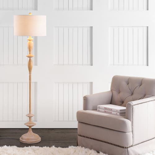 Jonathan Y Aldrin 63.5" Resin Led Floor Lamp, Brown Wood Finish In Brown