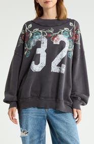 Free People We The Free Palm Spring Turtle Graphic Sweatshirt