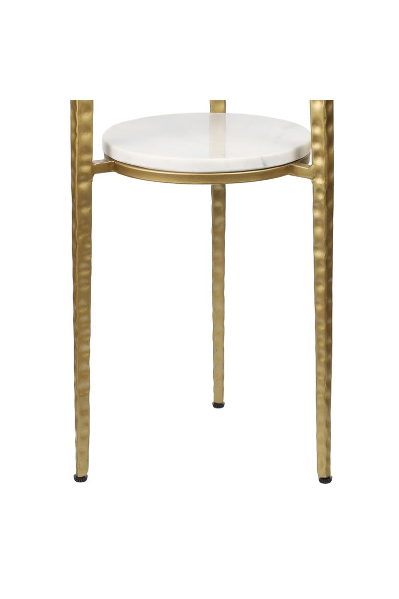 Seraphina Modern Round Marble 2-Tier Drink Table, Metal Small Accent Side End Table for Living Room Bedroom, Alternate, color, Gold/White