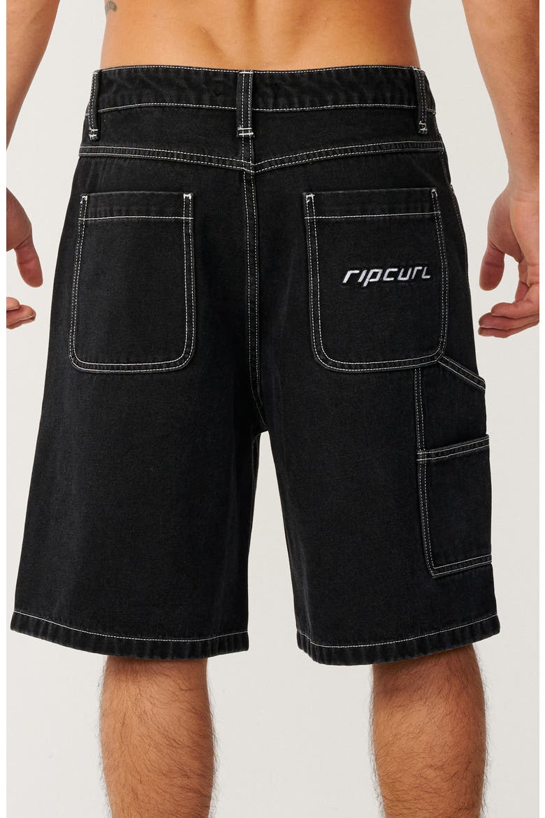 Nu Dose Denim Baggy Fit Carpenter Shorts, Alternate, color, DARK ACID BLACK