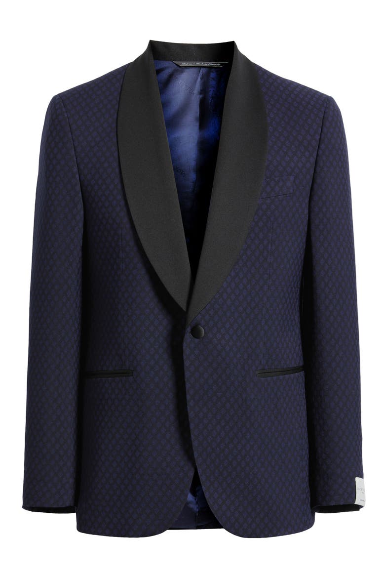 Ethan Diamond Jacquard Wool Dinner Jacket, Alternate, color, NAVY
