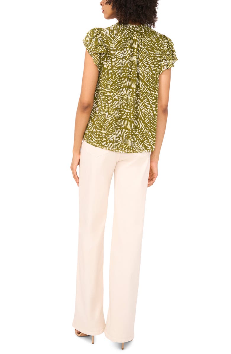 1.STATE Keyhole Flutter Sleeve Chiffon Top, Alternate, color, Avocado Green