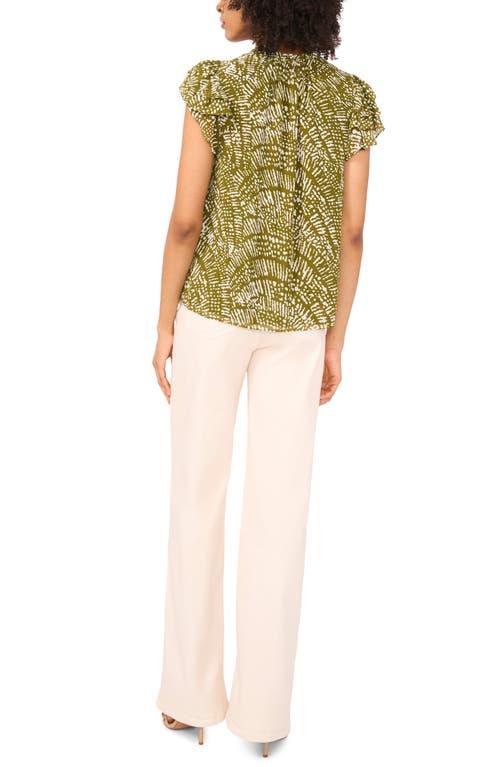 1.state Keyhole Flutter Sleeve Chiffon Top