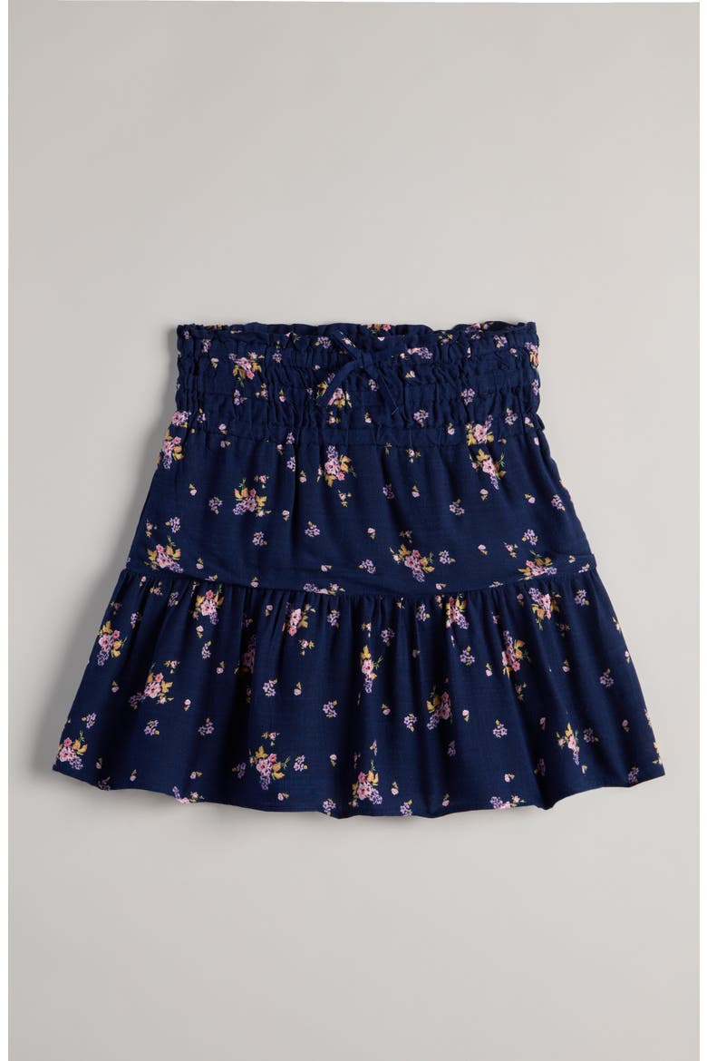 Kids' Ruffle Tiered Skirt, Main, color, NAVY DENIM FIELD FLOWERS