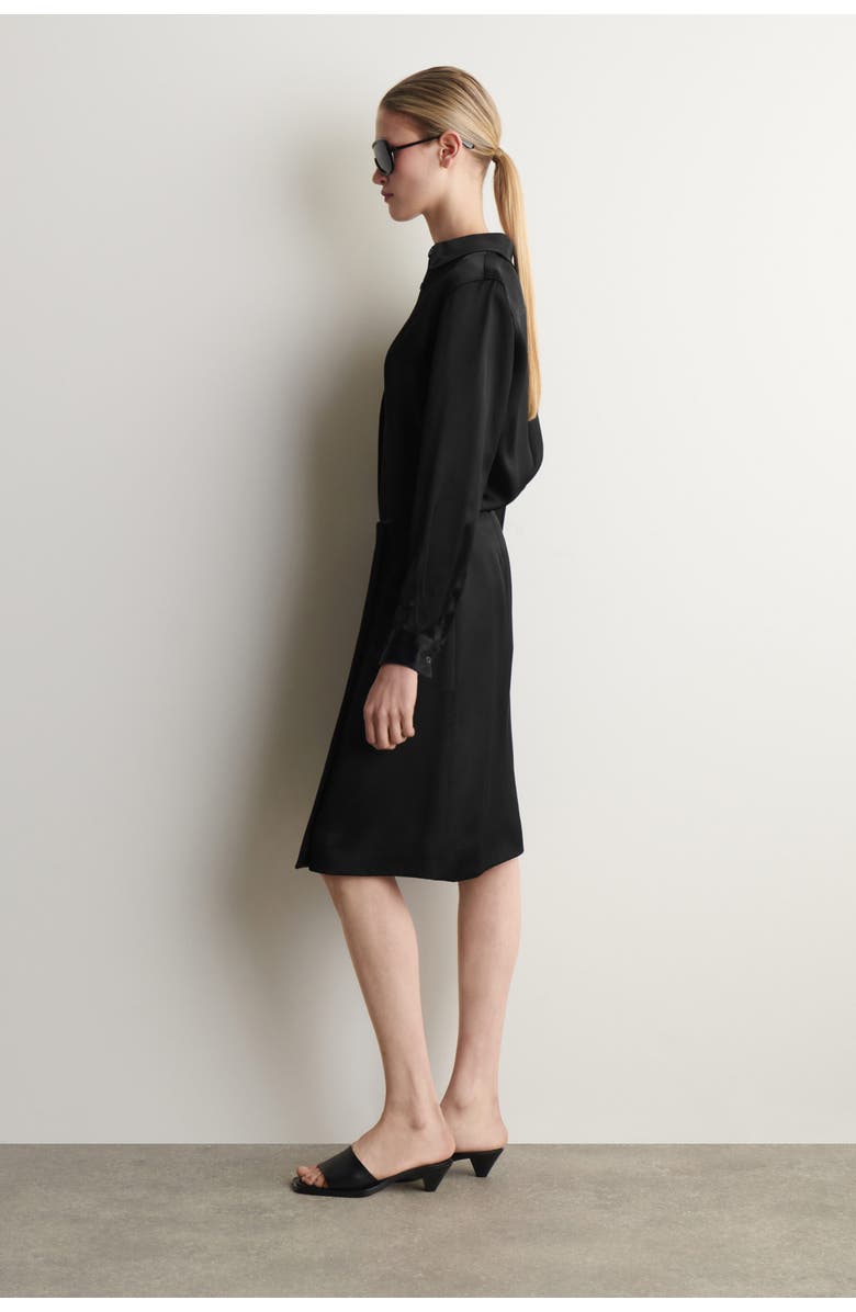 COS Satin Wrap Skirt, Alternate, color, Black
