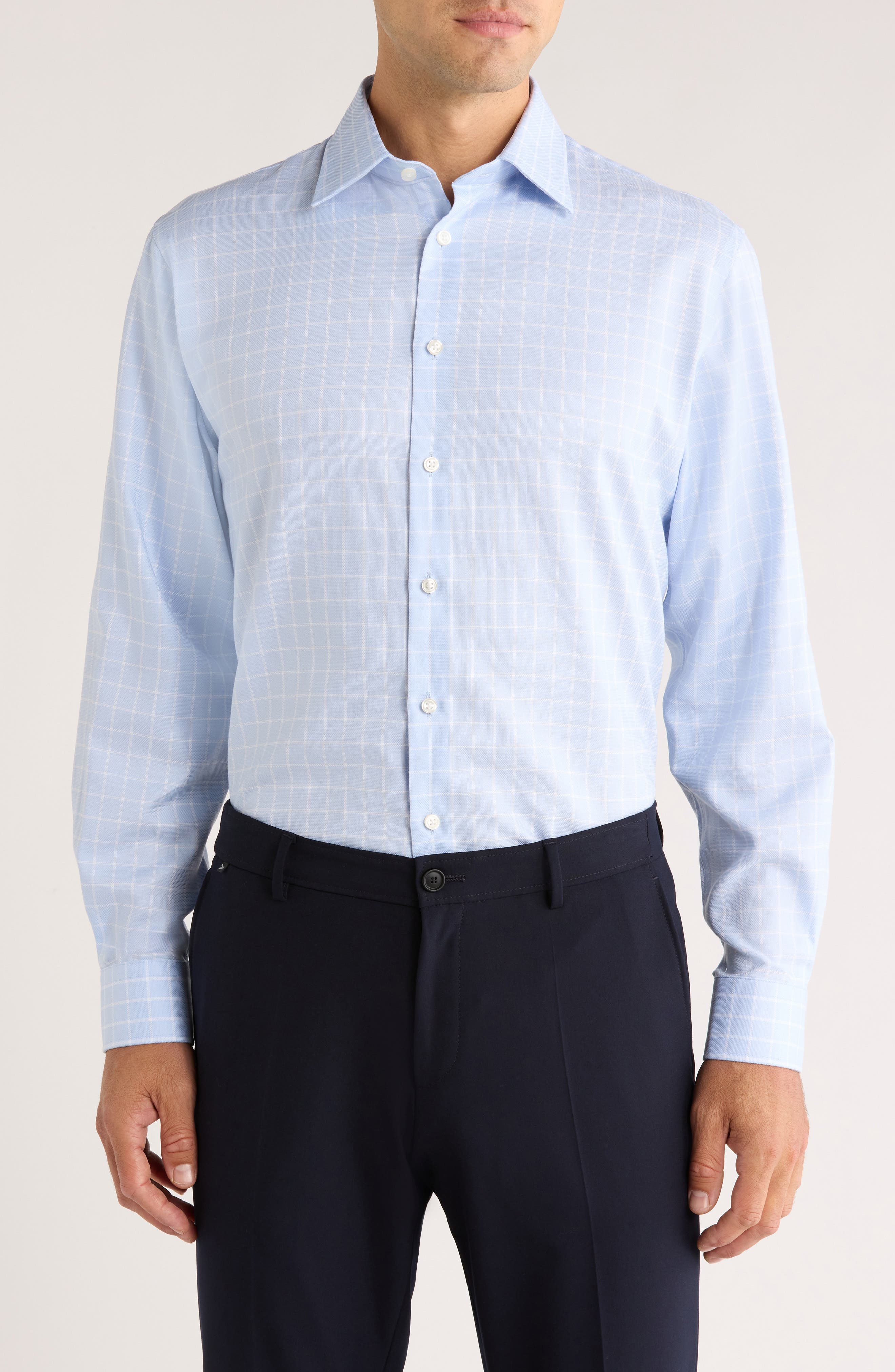 Nordstrom Traditional Fit Check Premium Non-Iron Cotton Dress Shirt