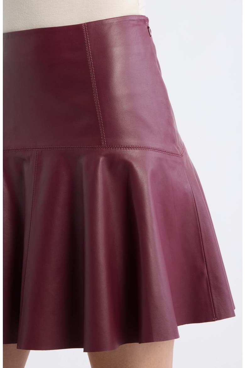 Leather Circle Miniskirt, Alternate, color, BURGUNDY BANNER