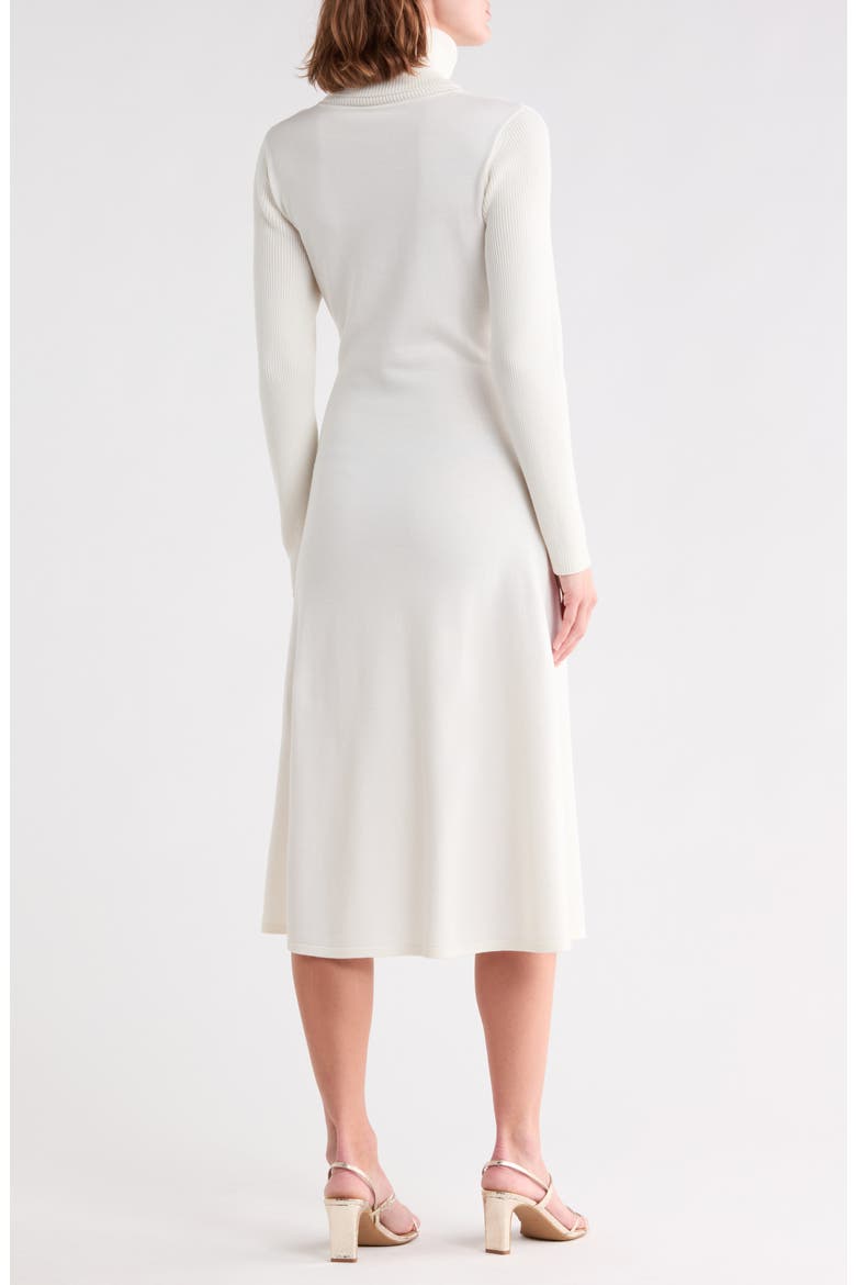 Turtleneck Long Sleeve Belted Sweater Dress, Alternate, color, CREAM