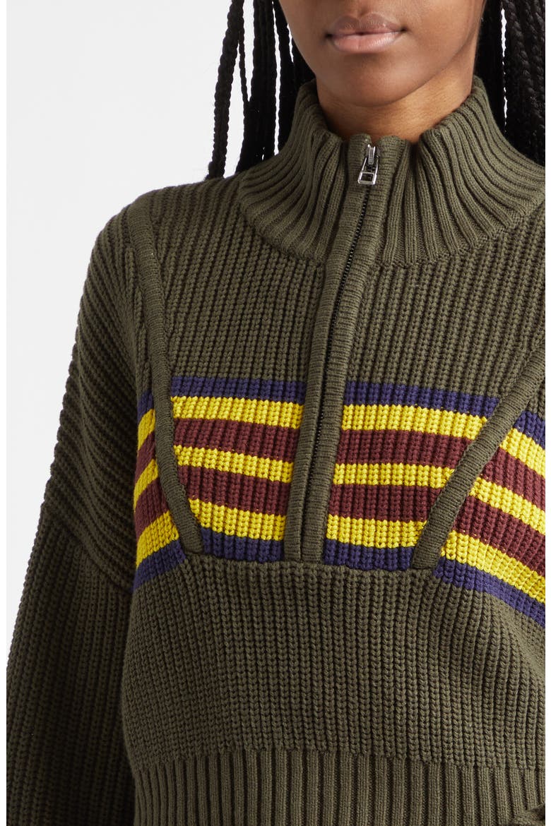 Cropped Hampton Sweater, Alternate, color, DARK OLIVE STRIPE
