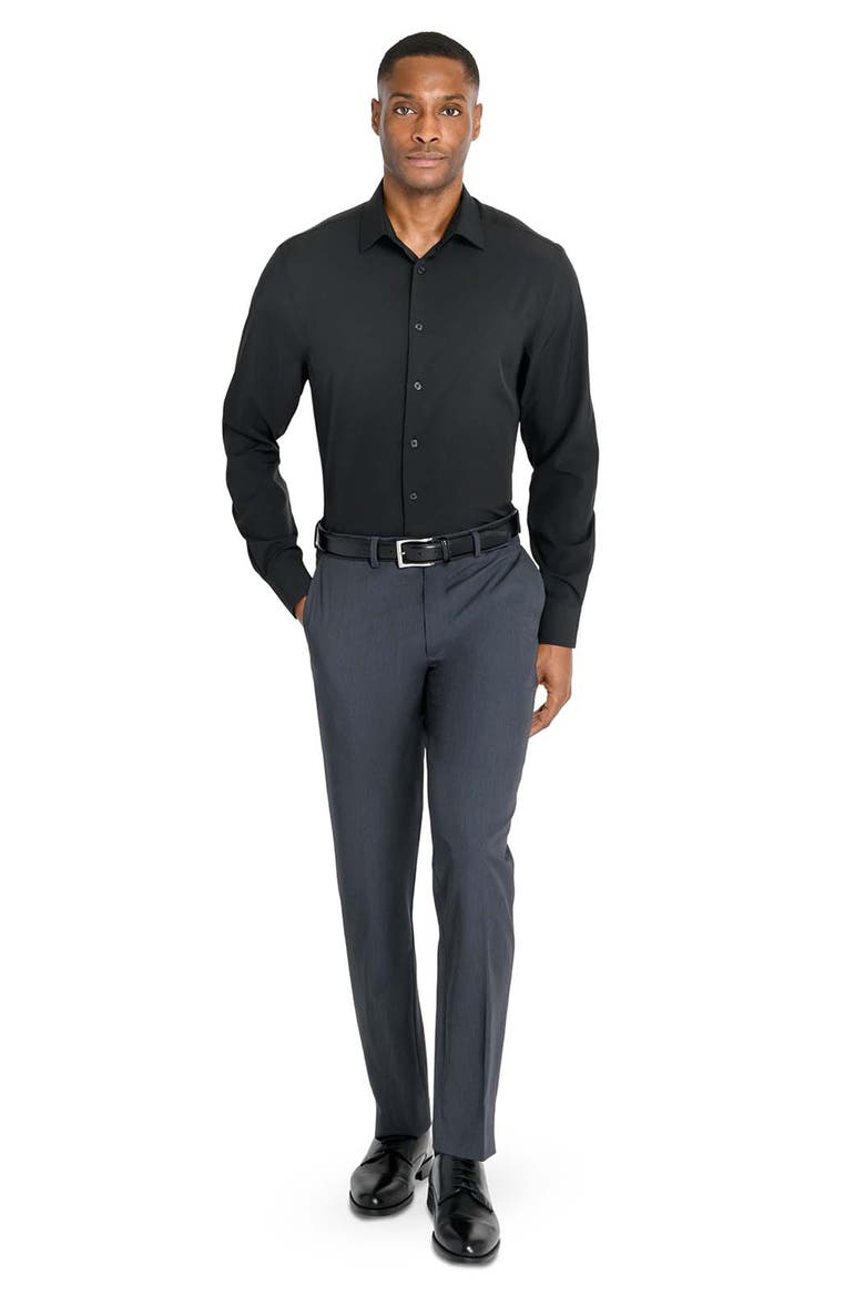Slim Fit Solid Black Performance Dress Shirt, Alternate, color, BLACK