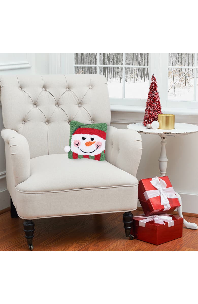 C&F Home Happy Snowman Hooked Small Petite Christmas Holiday Throw Pillow, 8" x 8", Alternate, color, 