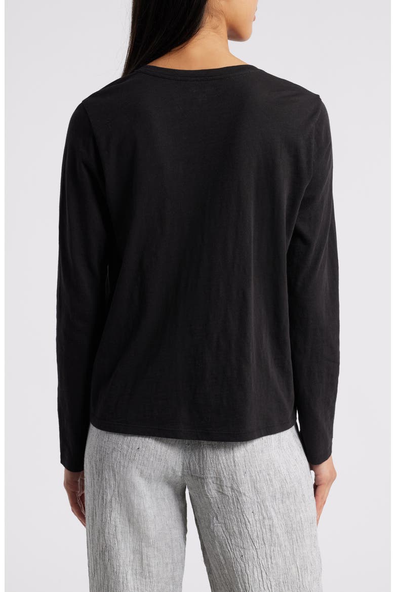 Easy V-Neck Long Sleeve Organic Cotton T-Shirt, Alternate, color, BLACK
