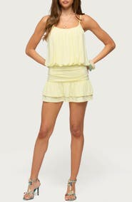 EDIKTED Heidey Ruffle Jersey Minidress