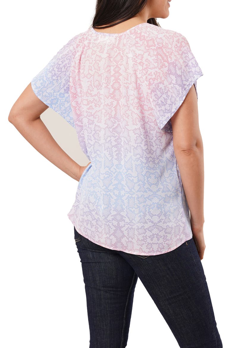 Tie Front Short Sleeve Top, Alternate, color, TILED SNAKESKIN