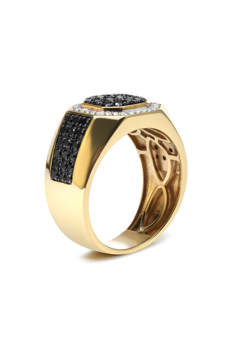 Men's 10K Yellow Gold 1 1/4 Cttw White and Treated Black Diamond Octagonal Halo Band Ring, Alternate, color, Yellow