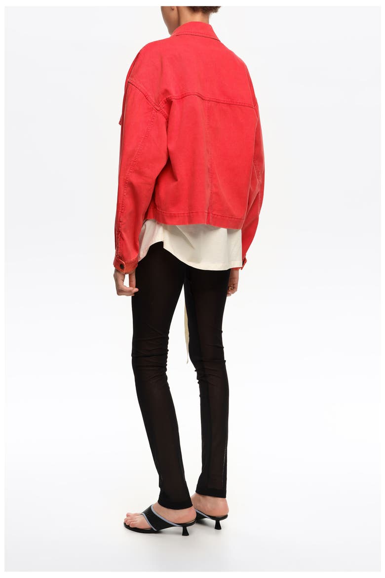 Short Faded Cotton Jacket, Alternate, color, RED
