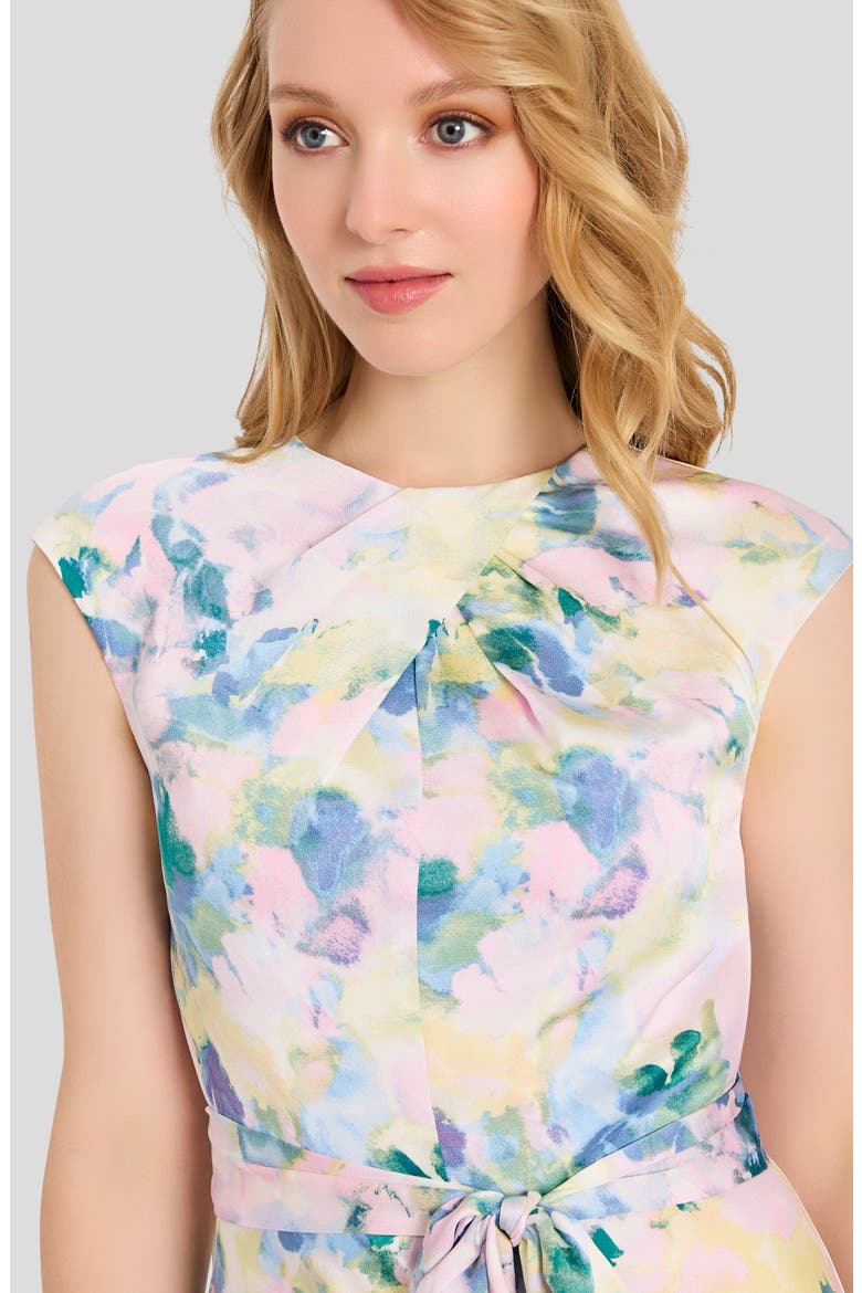 Abstract Print Cross Neck Sleeveless Midi Dress, Alternate, color, BLUSH BUTTERCUP