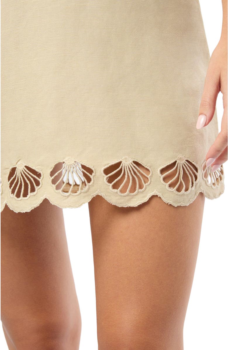 Onia Air Linen Scallop Mini Dress, Alternate, color, Jute