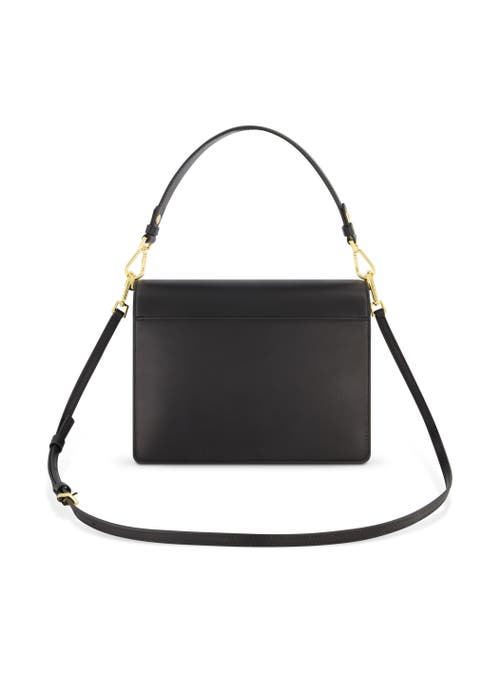 Mac Duggal Classic Leather Medium Size Shoulder Bag In Black