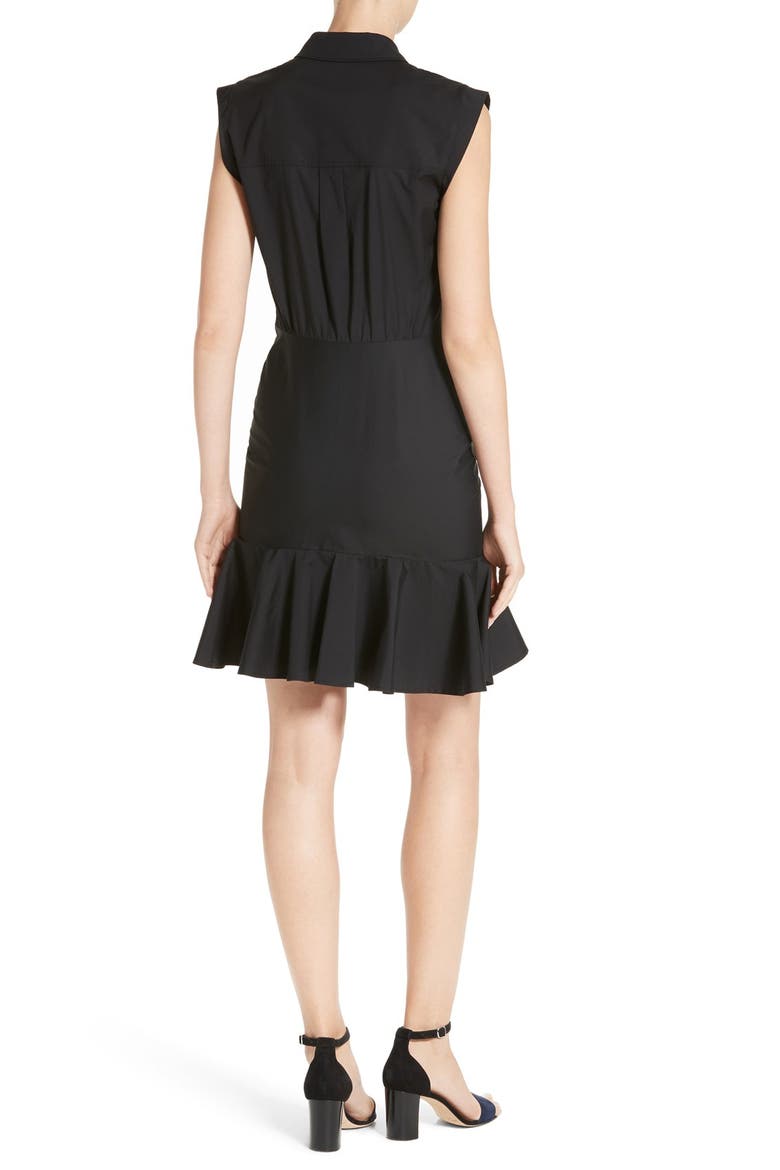 Flare Hem Ruched Shirtdress, Alternate, color, BLACK