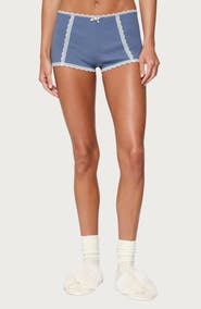 EDIKTED Eliane Contrast Lace Micro Shorts