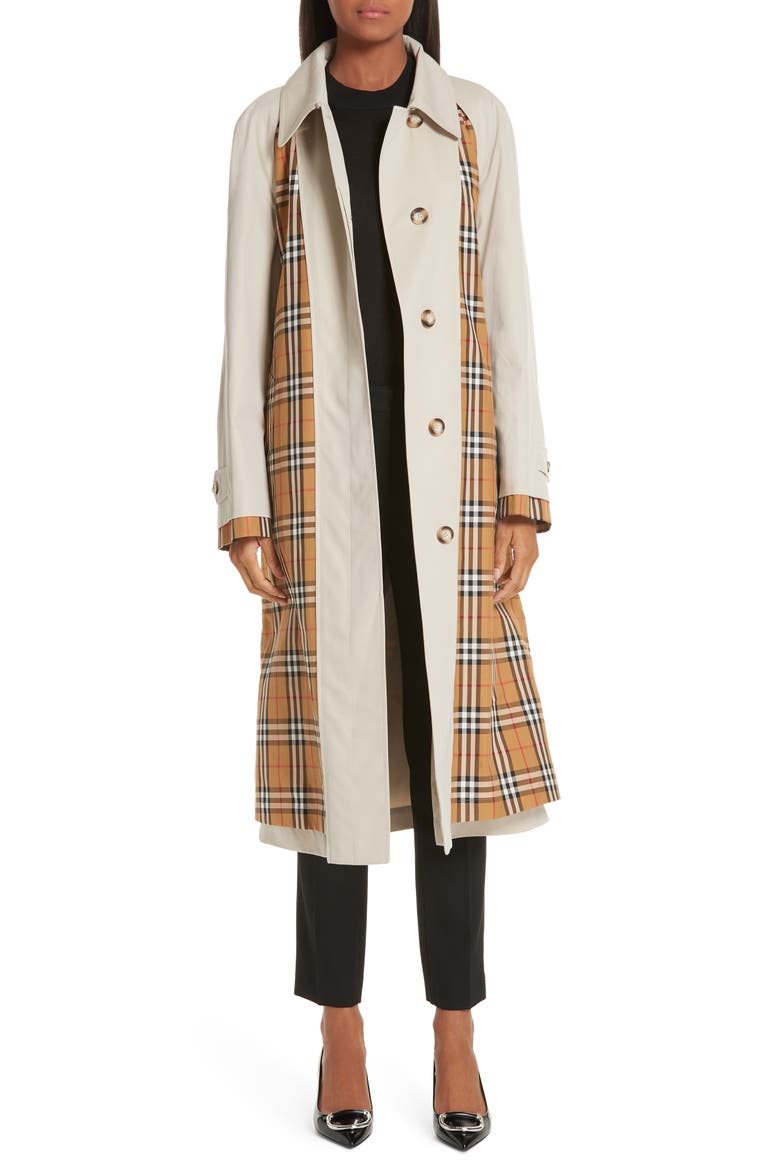 Guiseley Check Trench Coat, Main, color, STONE
