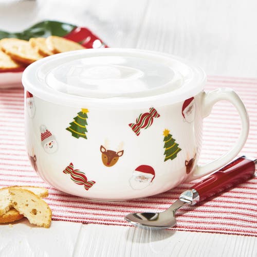 Tag Holiday Cheer Soup Mug With Lid In Multi